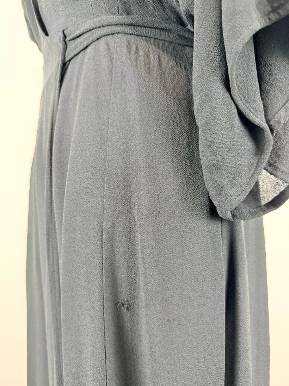 Women's Black Maxi Wrap Dress Size L Kimono Sleeve Deep V Neck Boho Elegant - Picture 5 of 16